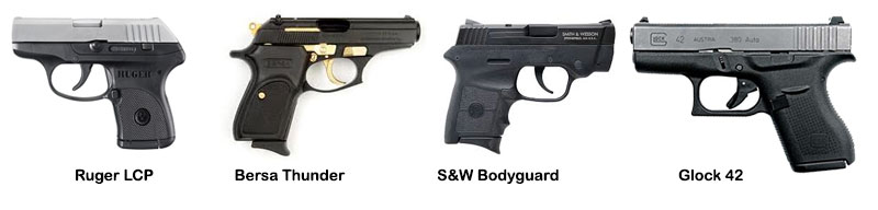 Common lightweight .380 handguns
